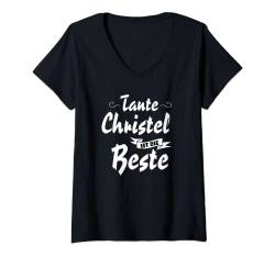 Damen Tante Christel ist die Beste - Tante Geschenk T-Shirt mit V-Ausschnitt von Geschenk für Tante - Personalisiert Vorname