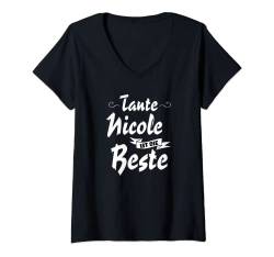 Damen Tante Nicole ist die Beste - Tante Geschenk T-Shirt mit V-Ausschnitt von Geschenk für Tante - Personalisiert Vorname