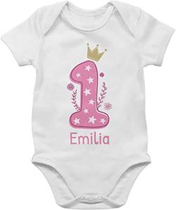 Baby Body Junge Mädchen - 1. Geburtstag - Ich bin EINS - 12/18 Monate - Weiß - geschenke 1 jahr outfit one birthday zum für einjährigen geburtstagsklamotten schon kleidung 1ter bekleidung von Geschenk mit Namen personalisiert by Shirtracer