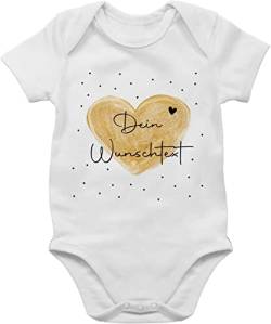 Baby Body Junge Mädchen - Aufdruck selbst gestalten - Dein Wunschtext - 1/3 Monate - Weiß - personalisiertes freundin babysachen jungen strampler süß individuell und name pärchen babykleidung von Geschenk mit Namen personalisiert by Shirtracer