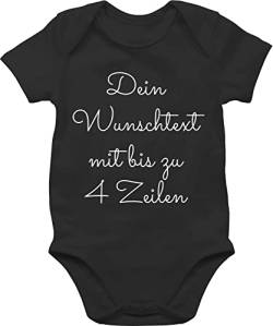 Baby Body Junge Mädchen - Aufdruck selbst gestalten - Wunschtext - 12/18 Monate - Schwarz - bedruckte strampler name schreiben personalisierte geschenke personalisiertem text zum selber freitext von Geschenk mit Namen personalisiert by Shirtracer