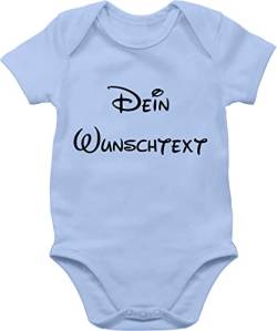 Baby Body Junge Mädchen - Aufdruck selbst gestalten - Wunschtext - 3/6 Monate - Babyblau - kurzarm strampler babyparty text eigenem schriftzug kurzarmbody zur geburt baby+strampler+bedrucken von Geschenk mit Namen personalisiert by Shirtracer