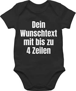 Baby Body Junge Mädchen - Aufdruck selbst gestalten - Wunschtext - 3/6 Monate - Schwarz - strampler eigenem text name bedrucken lassen vater zum selbstgestalten muttertagsgeschenk von von Geschenk mit Namen personalisiert by Shirtracer