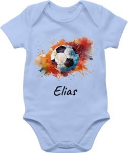 Baby Body Junge Mädchen - Fußball Fußballer Fußballfan Fußballerin Geschenk - 3/6 Monate - Babyblau - personalisierter fussball fusball geschenke für fussballfans eigenem fussballer name und von Geschenk mit Namen personalisiert by Shirtracer