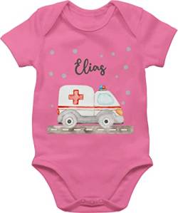 Baby Body Junge Mädchen - Krankenwagen Blaulicht Rettungswagen Ambulanz Rettungsauto Rettungsdienst - 3/6 Monate - Pink - geschenke strampler baby+rettungsdienst von Geschenk mit Namen personalisiert by Shirtracer