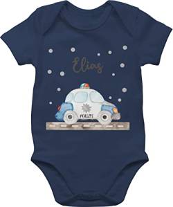 Baby Body Junge Mädchen - Polizei Blaulicht Bundespolizei Polizeiauto Polizist - 3/6 Monate - Navy Blau - strampler für polizisten sachen bodys kurzarm kinder fuer auto babystrampler babybody von Geschenk mit Namen personalisiert by Shirtracer