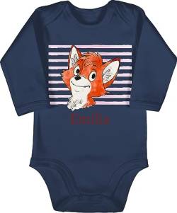 Baby Body langarm Junge - Süßer Fuchs - Mädchen Geschenk Fox - 3/6 Monate - Navy Blau - +mit+fuchs strampler name bodies von Geschenk mit Namen personalisiert by Shirtracer