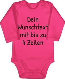 Baby Body langarm Mädchen Junge - Aufdruck selbst gestalten - Wunschdruck Text Namen - 6/12 Monate - Fuchsia - personalisierte babybody wunschtext süße strampler personalisierter selber bedrucken von Geschenk mit Namen personalisiert by Shirtracer