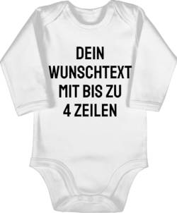 Baby Body langarm Mädchen Junge - Aufdruck selbst gestalten - Wunschtext - 6/12 Monate - Weiß - süße strampler und name eigener babystrampler personalisierte babygeschenk bedrucken eigenem von Geschenk mit Namen personalisiert by Shirtracer