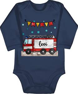 Baby Body langarm Mädchen Junge - Feuerwehr - Feuerwehrauto - Geschenk - 12/18 Monate - Navy Blau - bodys personalisiertes girlande strampler und babybody jungen name für freiwillige baby-mädchen von Geschenk mit Namen personalisiert by Shirtracer