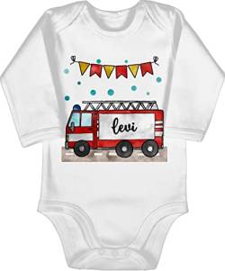 Baby Body langarm Mädchen Junge - Feuerwehr - Feuerwehrauto - Geschenk - 6/12 Monate - Weiß - name und fun bodys personalisierte geschenke babystrampler jungen für kind babybody personalisiertes von Geschenk mit Namen personalisiert by Shirtracer