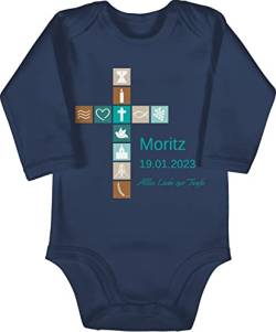 Baby Body langarm Mädchen Junge - Geschenk Taufe Konfirmation Firmung - 3/6 Monate - Navy Blau - zur name patenkind kommunion patenkind+geschenk taufgeschenk taufgeschenke personalisieren von Geschenk mit Namen personalisiert by Shirtracer