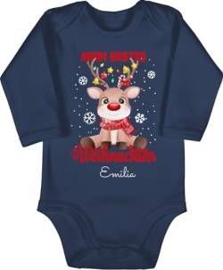 Baby Body langarm Mädchen Junge - Geschenke - Mein erstes Weihnachten - Wunschname - 12/18 Monate - Navy Blau - bodys first christmas outfit weinachts my langarmbody babys weihnachtliche name von Geschenk mit Namen personalisiert by Shirtracer