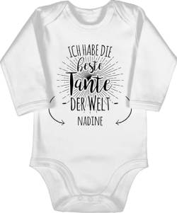 Baby Body langarm Mädchen Junge - Ich habe die beste Tante der Welt - Tante ist die Beste - Für die beste Tante Geschenk - Auntie - 6/12 Monate - Weiß - langarmbody personalisierte geschenke von Geschenk mit Namen personalisiert by Shirtracer