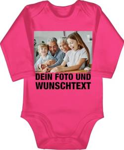 Baby Body langarm Mädchen Junge - Mit Foto eigenem Bild Text Name Wunschtext - 3/6 Monate - Fuchsia - personalisierte babysachen selbst drucken eigenen strampler und photo selber gestalten oder von Geschenk mit Namen personalisiert by Shirtracer