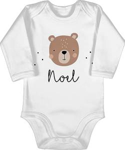 Baby Body langarm Mädchen Junge - Süßer Bär Bären Bärenmotiv Bear - 12/18 Monate - Weiß - personalisierter teddy name strampler bärchen und personalisierte geschenke kind von Geschenk mit Namen personalisiert by Shirtracer