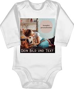 Baby Body langarm Mädchen Junge - eigenem - Foto Bild Geschenk - 3/6 Monate - Weiß - bedrucken selbst gestalten photo and text babykleidung babysachen personalisiertes und bodys von Geschenk mit Namen personalisiert by Shirtracer