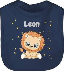 Baby Lätzchen - Süßer Löwe Löwen Löwenmotiv König der Tiere Lion - Unisize - Navy Blau - personalisierte geschenke tier bibs personalisiertes leo babylaetzchen personaliesirtes und latz junge von Geschenk mit Namen personalisiert by Shirtracer