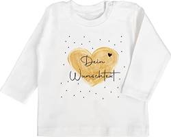 Baby Langarmshirt - Aufdruck selbst gestalten - Dein Wunschtext - 6/12 Monate - Weiß - eigenem Text herzensmensch selber beschriften ich Liebe Dich Custom Beste Freundin Druck Herz Bedrucken von Geschenk mit Namen personalisiert by Shirtracer