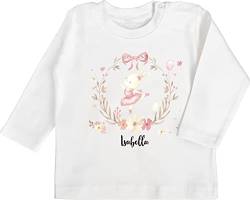 Baby Langarmshirt - Name anpassbar - Süßer Hase Hasen Hasenmotiv Rabbit - 12/18 Monate - Weiß - Kinder Geschenke für mädchen Langarm Langarmshirts t Shirts Babykleidung t-Shirt Shirt Tshirt von Geschenk mit Namen personalisiert by Shirtracer