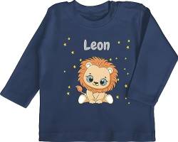 Baby Langarmshirt - Süßer Löwe Löwen Löwenmotiv König der Tiere Lion - 12/18 Monate - Navy Blau - Tier Babykleidung Name personalisiertes wunschtext und personalisierte von Geschenk mit Namen personalisiert by Shirtracer