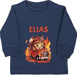 Baby Pullover Jungen Mädchen - Feuerwehr Junge Feuerwehr Kinder - 18/24 Monate - Navy Blau - Babykleidung Feuerwehrfrau Pulli Feuerwehrauto jugendfeuerwehr Geschenke für Kind Name personalisiertes von Geschenk mit Namen personalisiert by Shirtracer