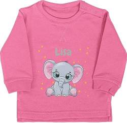 Baby Pullover Jungen Mädchen - Süßer Elefant Elefanten Elefantenkuh Elefantenmotiv - 6/12 Monate - Pink - personalisierte Elephant Geschenke und Name von Geschenk mit Namen personalisiert by Shirtracer