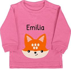 Baby Pullover Jungen Mädchen - Süßer schlauer Fuchs - 12/18 Monate - Pink - Sweatshirt personalisierte Name Kindergarten Oberteil Geschenke Kind personalisiertes +mit+Fuchs Kita Babykleidung von Geschenk mit Namen personalisiert by Shirtracer