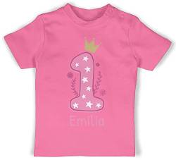 Baby T-Shirt Mädchen Jungen - 1. Geburtstag - Ich Bin EINS - 6/12 Monate - Pink - Shirt Gift for 1 Year Old Girl Jahr Outfit Geschenke für 1-jährige Tshirt t geburtstagsshirt von Geschenk mit Namen personalisiert by Shirtracer