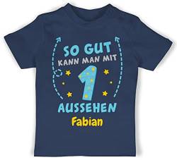 Baby T-Shirt Mädchen Jungen - 1. Geburtstag - So gut kann Man mit 1 Aussehen - 18/24 Monate - Navy Blau - t Shirt Jahr Tshirt erster Name Geburtstagskind personalisiertes zum geburtstagsoutfit Mein von Geschenk mit Namen personalisiert by Shirtracer