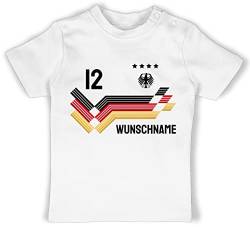 Baby T-Shirt Mädchen Jungen - 2024 Fussball EM Fanartikel - Trikot mit anpassbarem Namen und Trikotnummer - 6/12 Monate - Weiß - fußball Shirt wm 24 Tshirt Europa t Kinder Deutschland-Fanartikel von Geschenk mit Namen personalisiert by Shirtracer