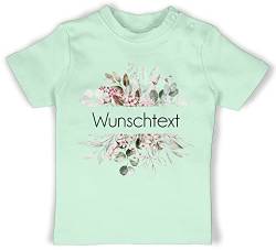 Baby T-Shirt Mädchen Jungen - Aufdruck selbst gestalten - Wunschtext - 6/12 Monate - Mintgrün - t Shirt eigenem Text Name selber beschriften Tshirt Custom Baby+Shirt+Bedrucken Druck Schrift von Geschenk mit Namen personalisiert by Shirtracer