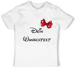 Baby T-Shirt Mädchen Jungen - Aufdruck selbst gestalten - Wunschtext Schleife - 12/18 Monate - Weiß - Bedrucken Schrift eigenen Schriftzug persönlichem Text Personalised zum beschriften von Geschenk mit Namen personalisiert by Shirtracer