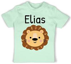 Baby T-Shirt Mädchen Jungen - Löwen - Süßer Löwe - Kindergarten Kita - 12/18 Monate - Mintgrün - Name Shirt Junge personalisiertes Shirts t Tshirt Party Geschenke Leo löwenmähne Kinder von Geschenk mit Namen personalisiert by Shirtracer