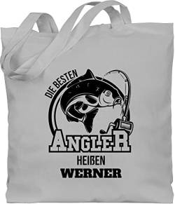 Baumwolltasche - Angeln - Angler Geschenk - Unisize - Hellgrau - angel name jutetasche fischen stoffsackerl fisch stofftasche angelzubehör einkaufstasche geschenke personalisierte sachen von Geschenk mit Namen personalisiert by Shirtracer