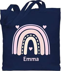 Baumwolltasche - Boho - Regenbogen - Herzchen Name - Unisize - Navy Blau - stofftasche stoffbeutel kindergarten wechselkleidung selbst bedrucken tasche personalisierter jutebeutel chic bag von Geschenk mit Namen personalisiert by Shirtracer