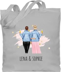 Baumwolltasche - Freundin - Beste Freundinnen Geschenk Freundinnen Geschenkidee Für 2 Freundinnen Freundschaft - Unisize - Hellgrau - best friend geschenke maedchen beutel partner bff tasche von Geschenk mit Namen personalisiert by Shirtracer