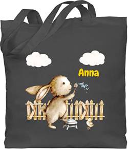 Baumwolltasche - Ostergeschenke Ostern - Süßer Hase Kinder - Unisize - Dunkelgrau - jutetasche stofftasche oster easter osterhase beutel geschenke zu osterngeschenke einkaufstasche personalisierte von Geschenk mit Namen personalisiert by Shirtracer