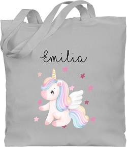 Baumwolltasche - Süßes Einhorn Sweet Unicorn - Unisize - Hellgrau - personalisierte tasche kindergarten einhörner jutebeutel eigenem unicorns taschen wechselkleidung kita einhörnern von Geschenk mit Namen personalisiert by Shirtracer