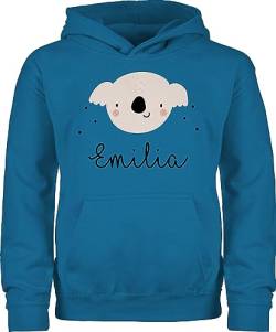 Geschenk mit Namen personalisiert by Shirtracer Kinder Hoodie Jungen Mädchen - Süßer Koalabär Koala Koalas - 128 (7/8 Jahre) - Himmelblau - Geschenke Pullover von Geschenk mit Namen personalisiert by Shirtracer