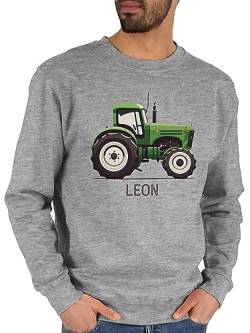 Geschenk mit Namen personalisiert by Shirtracer Sweater Pullover Sweatshirt Herren Damen - Traktor Landwirte Landwirt Traktoren Trecker Landwirtschaft - L - Grau meliert - und Name Traktor+Herren von Geschenk mit Namen personalisiert by Shirtracer