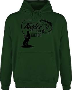 Hoodie Herren Pullover - Besten Angler - Vatertagsgeschenk Angeln Angelzubehör personalisiert mit Namen Angelgeschenkideen Geschenke für Angler Angel Geschenk für Männer Fischer - L - Dunkelgrün von Geschenk mit Namen personalisiert by Shirtracer