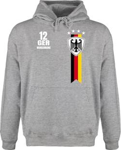 Hoodie Herren Pullover Männer - 2024 Fussball EM Fanartikel - Germany WM Fan Deutschland - 3XL - Grau meliert - Hoody fußball Deutscher Kapuzenpullover Personalisieren Kleidung Nationalmannschaft von Geschenk mit Namen personalisiert by Shirtracer