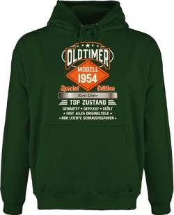 Hoodie Herren Pullover Männer - 70. Geburtstag - Oldtimer Special Vintage 1954 - Name - Retro Look zum Siebzigsten - M - Dunkelgrün - 70 Jahre Geschenke 70sten personalisiertes 70ste 1953 70ster von Geschenk mit Namen personalisiert by Shirtracer