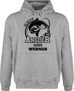 Hoodie Herren Pullover Männer - Angeln - Angler Geschenk - L - Grau meliert - Angel fischen Name Fisch angelzubehör Geschenke für Geschenk+für+Angler personalisierte Sachen von Geschenk mit Namen personalisiert by Shirtracer