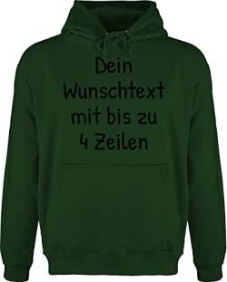 Hoodie Herren Pullover Männer - Aufdruck selbst gestalten - Wunschdruck Text Namen - S - Dunkelgrün - selber Bedrucken personalisierter wunschtext und Name schreiben beschriften eigenem Schriftzug von Geschenk mit Namen personalisiert by Shirtracer