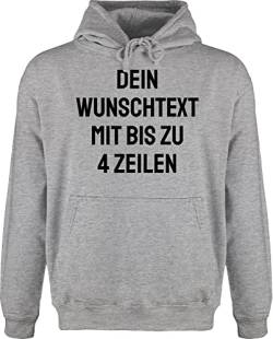 Hoodie Herren Pullover Männer - Aufdruck selbst gestalten - Wunschtext - 4XL - Grau meliert - with text bedrucken lassen eigene drauf peronaliertes schriftzug anpassen schrift druck name: wunsch von Geschenk mit Namen personalisiert by Shirtracer