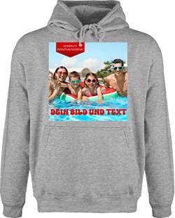 Hoodie Herren Pullover Männer - Bild - Eigenem Foto - S - Grau meliert - bedruckbare Hoodies selbst gestalten pullis Oberteile selber Bedrucken Baumwolle personalisierbarer Bilder Kapuze von Geschenk mit Namen personalisiert by Shirtracer