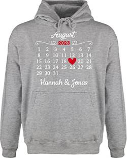 Hoodie Herren Pullover Männer - Valentinstag Partner Liebe Datum für Paare - XXL - Grau meliert - ich Dich Geschenke pärchen Freund zum fur Boyfriend von Geschenk mit Namen personalisiert by Shirtracer