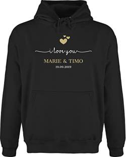 Hoodie Herren Pullover Männer - Valentinstag Partner Liebe - I Love You mit Namen Datum - S - Schwarz - liebeserklärung Freund und Freundin valentinstaggeschenk für ihn Dich valentins Tag ich von Geschenk mit Namen personalisiert by Shirtracer